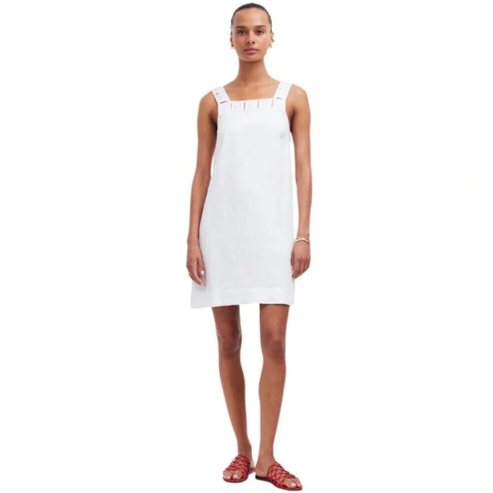 Madewell Embroidered Tank Mini Dress in Linen Size 14 NWT